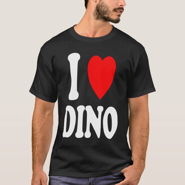 Camiseta I Heart Love Dino Cute Matching Casal Spouse (Frente)