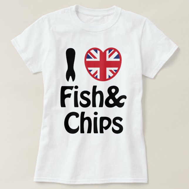 Camiseta I Heart [Love] Fish & Chips (Frente do Design)