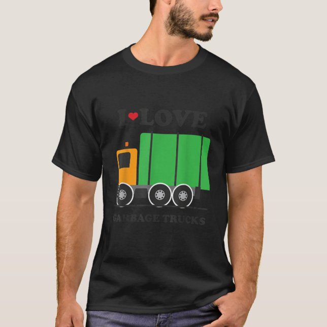 Camiseta I Heart Love Garbage Trucks Little Boys Kids   (Frente)