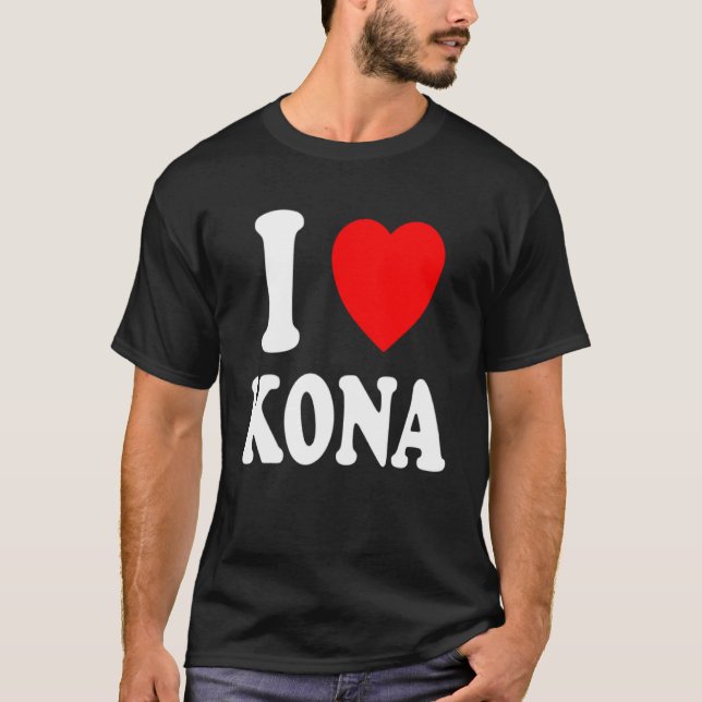 Camiseta I Heart Love Kona Hawaii Viagem Turismo Férias H (Frente)