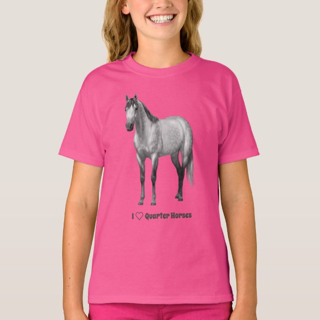 Camiseta I Heart (Love) Quarter Horses Dapple (Frente)