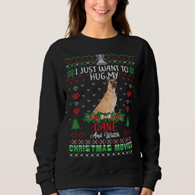 Camiseta I Just Want To Hug My Great Dane Dog Christmas (Frente)