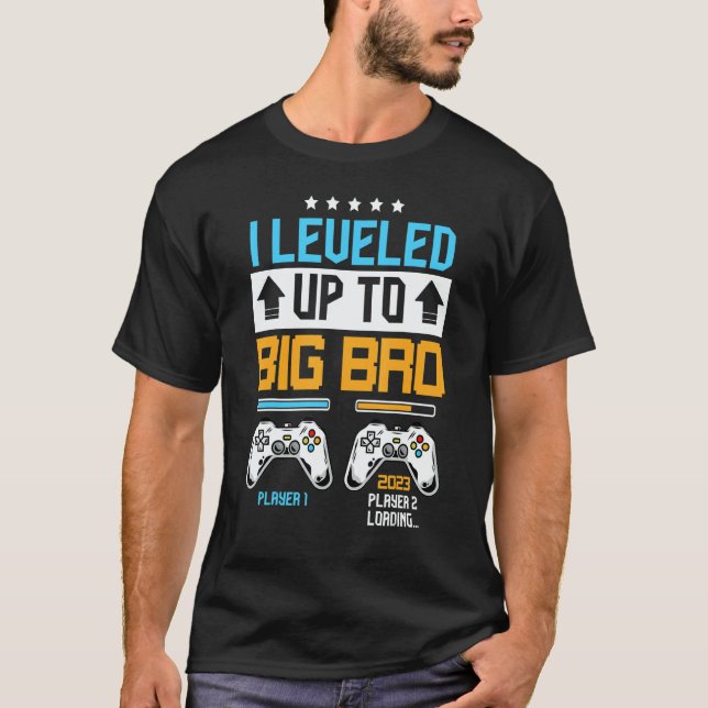 Camiseta I Leveled Up To Big Bro 2023  Soon To Be Brother 2 (Frente)
