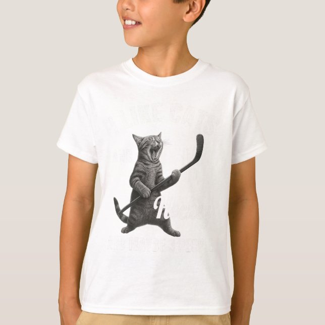 Camiseta I Like Cats And Hockey Maybe 3 People Funny Hockey (Frente)