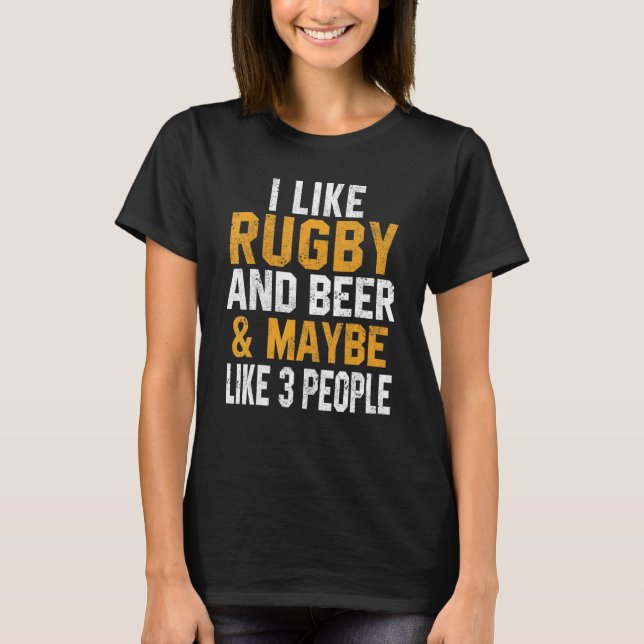 Camiseta I Like Rugby And Beer Coach Player Mom Rugby   (Frente)