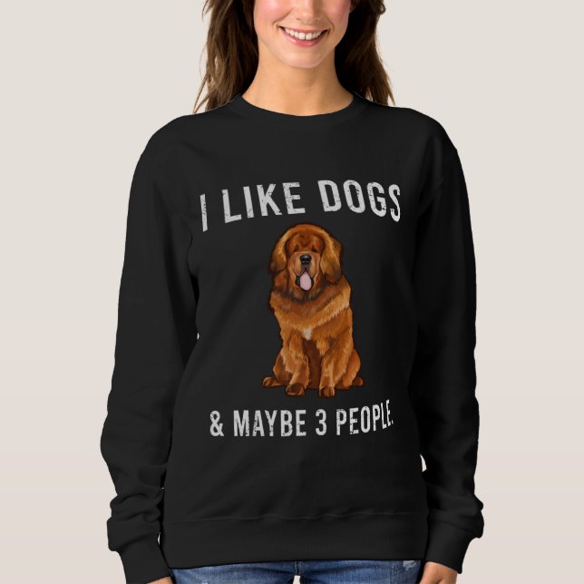 Camiseta I Like Tibetan Mastiff Dogs And Maybe 3 People (Frente)