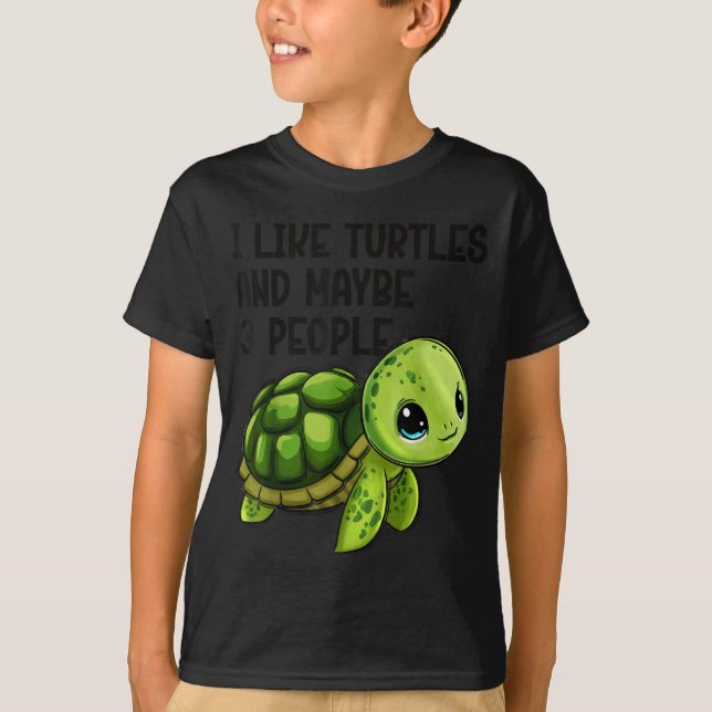 Camiseta I Like Turtles And Maybe Three People Funny Retro  (Frente)