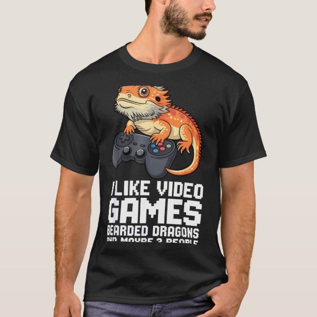 Camiseta I Like Video Games Bearded Dragon Gamer Introvert  (Frente)