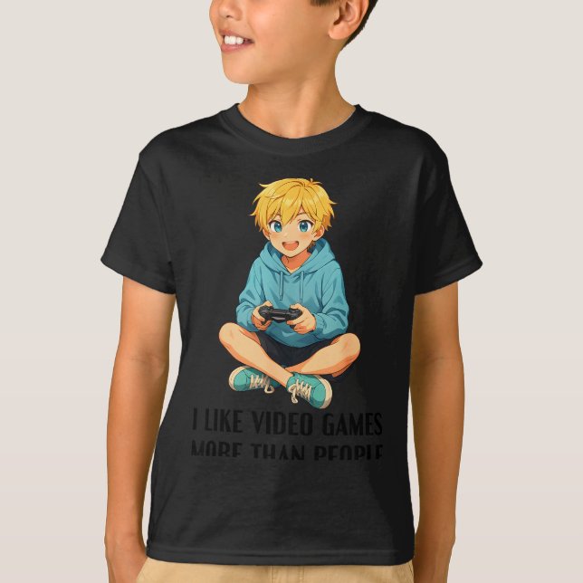 Camiseta I Like Video Games More Than People Funny Gamer An (Frente)