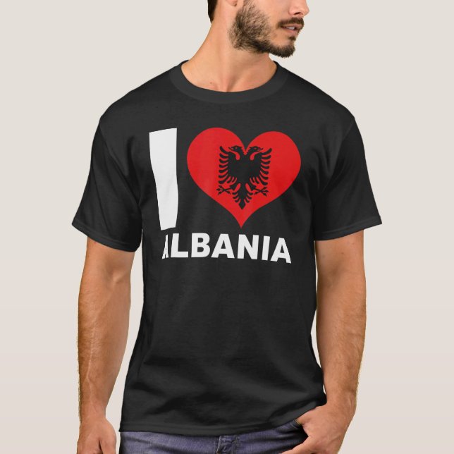 Camiseta I Love Albania  Heart Flag Albania (Frente)