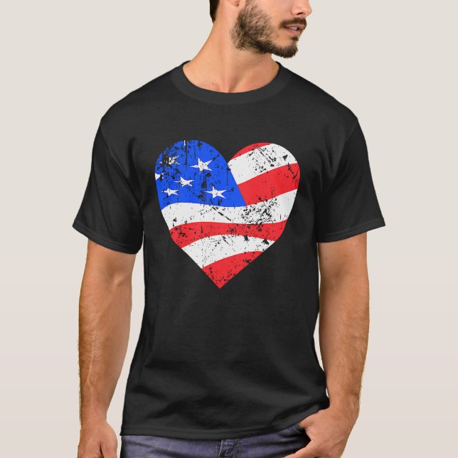 Camiseta I Love America  Distressed USA flag heart (Frente)