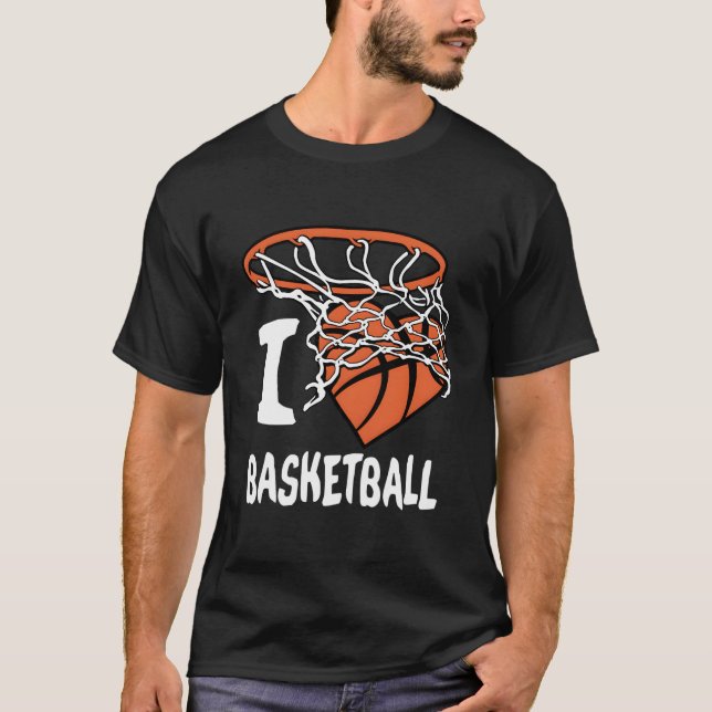 Camiseta I Love Basketball Youth Basketball Hoop (Frente)