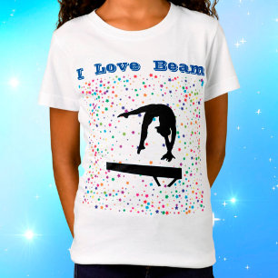 Camiseta I Love Beam Girls Gymnastics Balance Beam Gymnast
