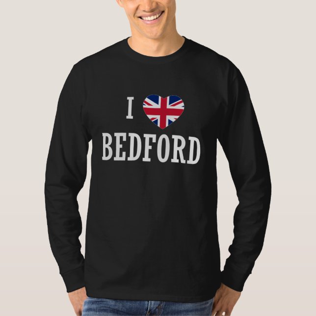 Camiseta I Love Bedford England Union Jack Flag Heart Engli (Frente)