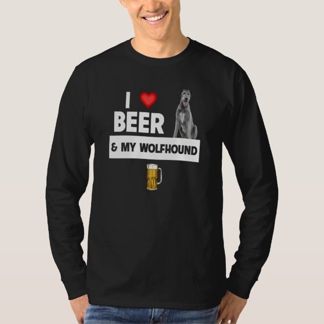 Camiseta I Love Beer and My Irish Wolfhound Dog Mom Dad Dri (Frente)