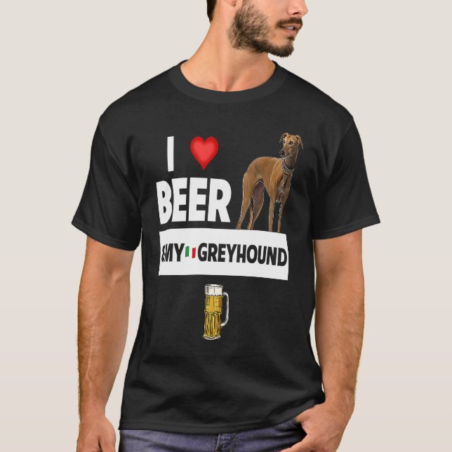 Camiseta I Love Beer and My Italian Greyhound Dog Mom Dad D (Frente)