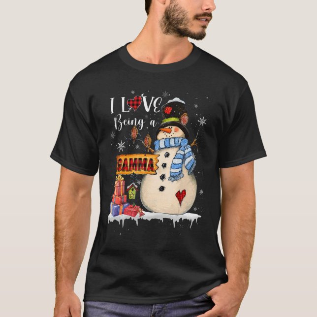 Camiseta I Love Being A Gamma Snowman Xmas Santa Family Chr (Frente)