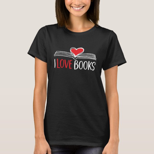 Camiseta I Love Books   Valentine's Day Book Reading (Frente)