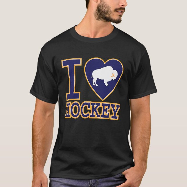 Camiseta I LOVE BUFFALO HOCKEY  heart NY New York lovers fa (Frente)