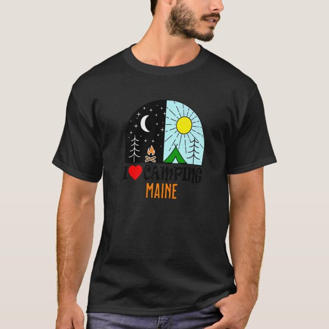 Camiseta I Love Camping Maine America Outdoors Nature Hikin (Frente)