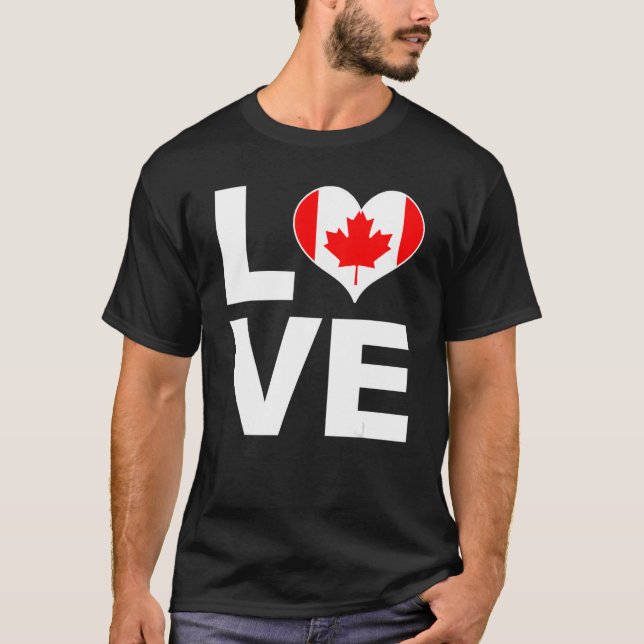Camiseta I Love Canada Heart Flag Canada (Frente)