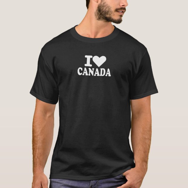Camiseta I Love Canada with Red, Leaf Heart Premium (Frente)