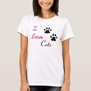 Camiseta "I Love Cats" Camisa-Nano das Mulheres