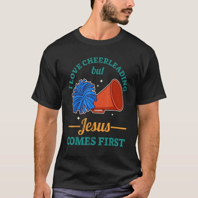 Camiseta I Love Cheerleading But Jesus Comes First (Frente)