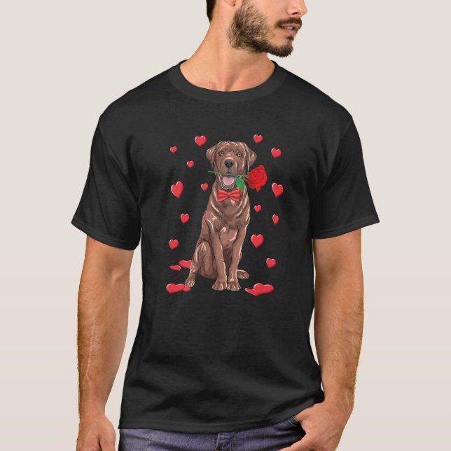 Camiseta I Love Chocolate Labrador Heart Valentine's Day Do (Frente)