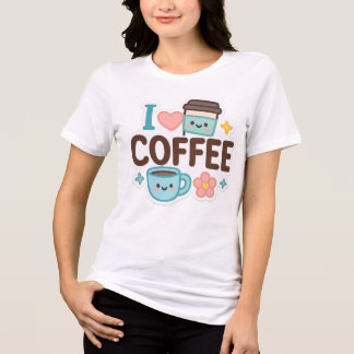 Camiseta I Love Coffee Cute Kawaii Sticker – Adorable Coffe