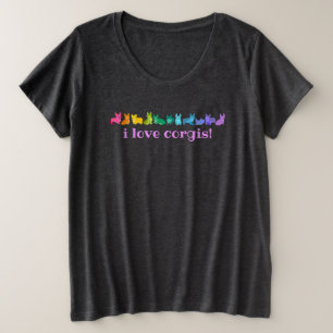Camiseta "I Love Corgis", Rainbow Corgis