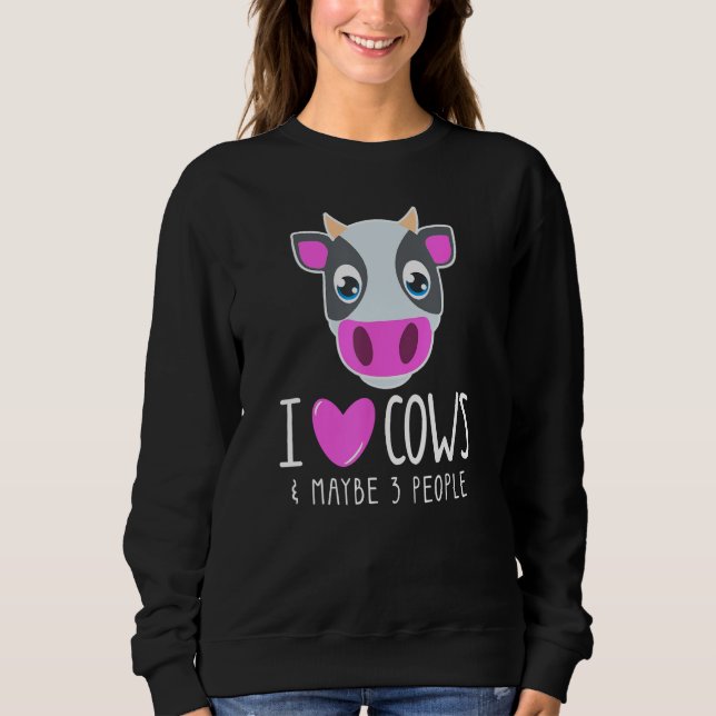 Camiseta I Love Cows & Maybe 3 People  Cow  Sarcastic Quote (Frente)