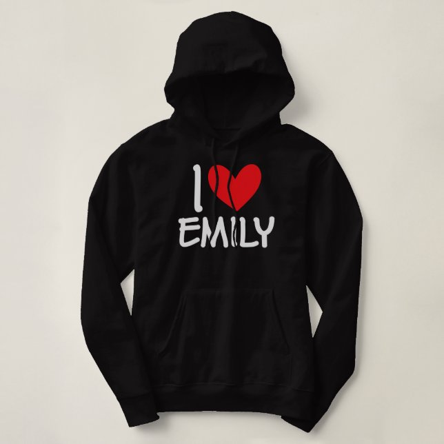 Camiseta I Love Emily Name Personalized Girl Woman BFF (Frente do Design)