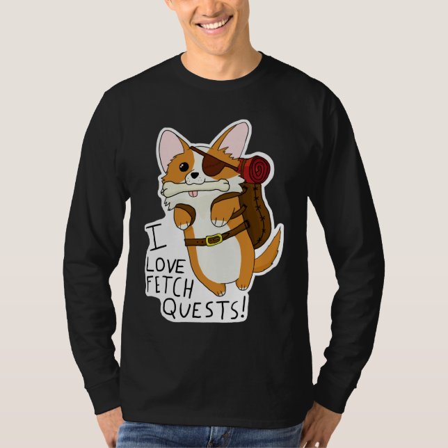 Camiseta I Love Fetch Quests Dnd Corgi (Frente)