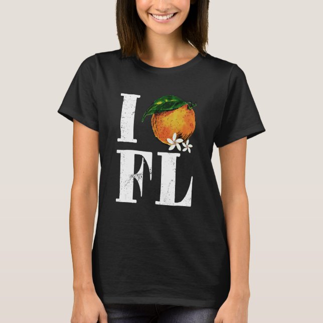 Camiseta I Love Florida Orange Fruits States American (Frente)