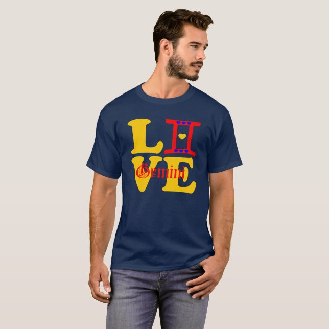 Camiseta ♊¨ 😍 I Love Gemini-Best-Zodiac Sign Basic Loose A (Frente Completa)