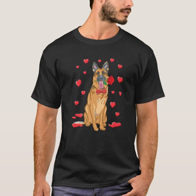 Camiseta I Love German Shepherd Heart Valentines Day Funny  (Frente)