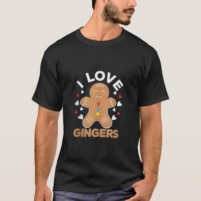 Camiseta I Love Gingers Pastries Candy Cane Cookie Gingerbr (Frente)
