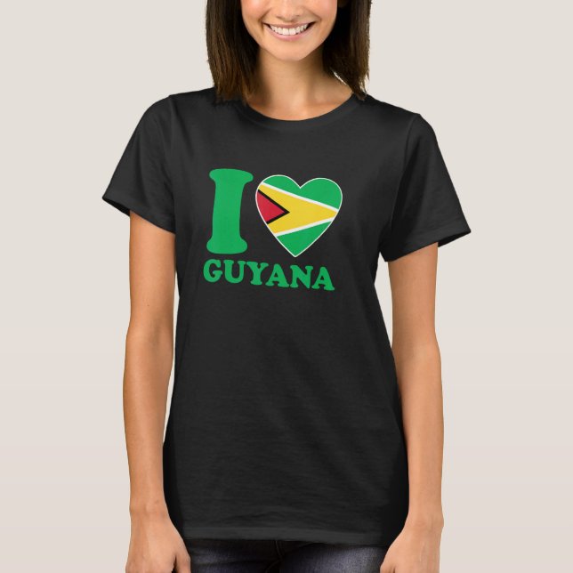 Camiseta I Love Guyana Heart Flag  Quote (Frente)