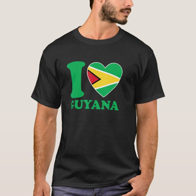 Camiseta I Love Guyana Heart Flag  Quote (Frente)