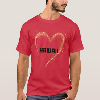 Camiseta I Love Hawaii Gold Heart