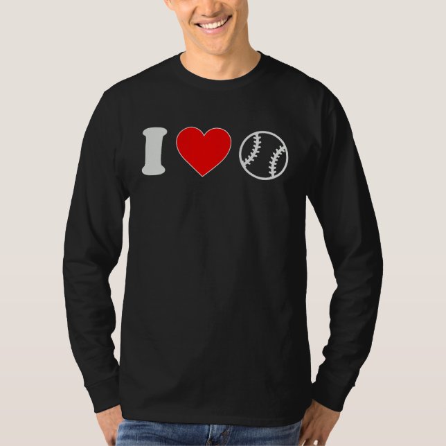 Camiseta I Love Heart Baseball Player Fan Coach Sports for  (Frente)