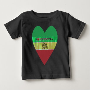 Camiseta I Love Heart Etiópia: Flag Art Motif