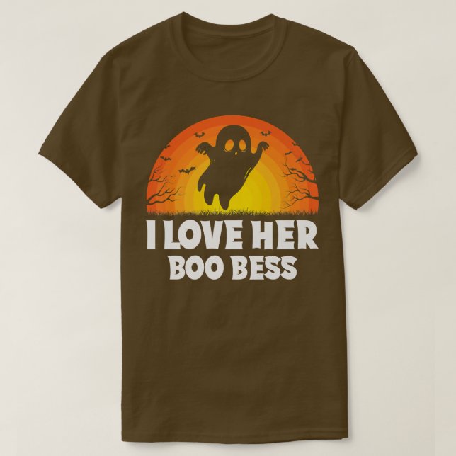 Camiseta I Love Her Boo Bees Couples Halloween Adult Costum (Frente do Design)