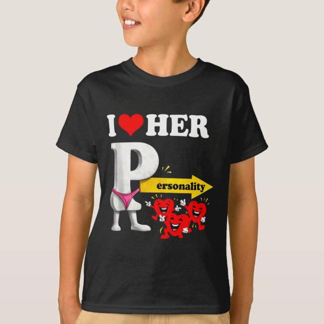 Camiseta I Love Her Ity Funny Valentine's Day Couple Matchi (Frente)