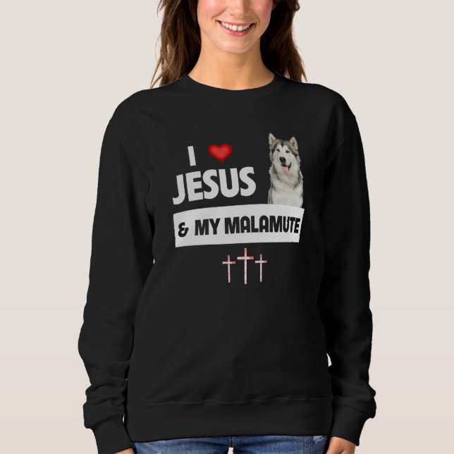 Camiseta I Love Jesus and My Alaskan Malamute Paws Mom Dad  (Frente)