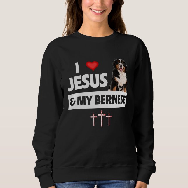Camiseta I Love Jesus and My Bernese Mountain Dog Mom Dad C (Frente)
