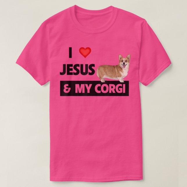 Camiseta I Love Jesus and My Corgi Christian Pet Parents We (Frente do Design)
