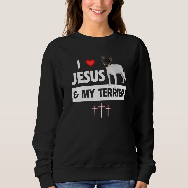 Camiseta I Love Jesus and My Smooth Fox Terrier Dog Mom Dad (Frente)
