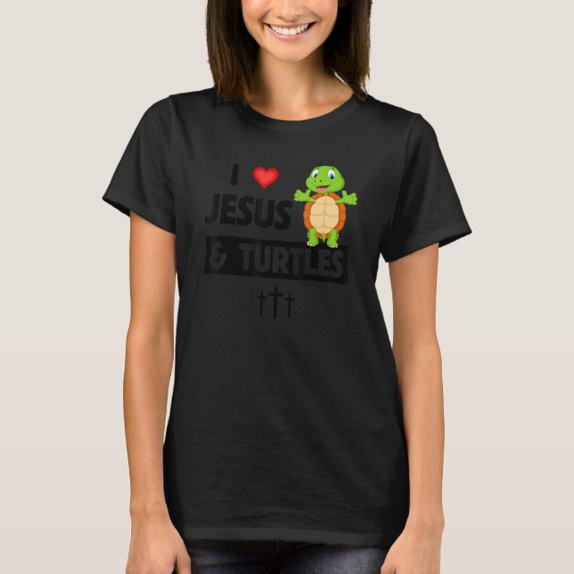Camiseta I Love Jesus and Turtles Christian Bible Sunday To (Frente)